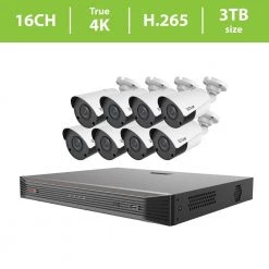 Ultra Commercial Grade 16-Channel 4K 3TB Smart NVR Surveillance System with (8) 4K 8MP Indoor/Outdoor Bullet Cameras by Revo -Revo Shop black white revo wired security camera systems ru162b8k 3t 4f 1000