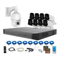 Ultra Commercial Grade 16-CH 4K 3TB Smart NVR Video Surveillance System with 8 4MP Bullet and 22x PTZ Cameras by Revo -Revo Shop black white revo wired security camera systems ru162ptzbndl 1 4f 1000