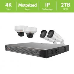 Ultra Commercial Grade 8-Channel 4K Smart IP NVR 2TB with 4x True 4K Indoor/Outdoor Motorized Lens Cameras by Revo -Revo Shop black white revo wired security camera systems ru82a4kbndl 1 1f 1000