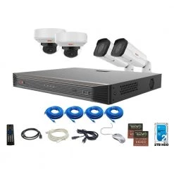 Ultra Commercial Grade 8-Channel 4K Smart IP NVR 2TB with 4x True 4K Indoor/Outdoor Motorized Lens Cameras by Revo -Revo Shop black white revo wired security camera systems ru82a4kbndl 1 44 1000