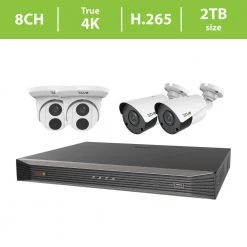 Ultra Commercial Grade 8-Channel 4K 2TB Smart NVR Surveillance System with 4 4K 8MP Indoor/Outdoor Cameras by Revo -Revo Shop black white revo wired security camera systems ru82at2kb2k 2t 4f 1000