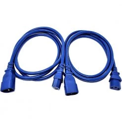6 ft. 18 AWG AC Power Extension Cord UL Approved C13 to C14 in Blue (2 per Box) by Micro Connectors, Inc