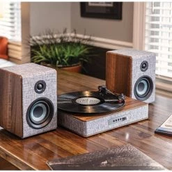 Aria Shelf System in Gray by Crosley -Revo Shop crosley record players turntables cr7020a gy fa 1000