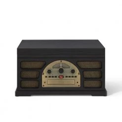 Rochester Entertainment Center in Black by Crosley -Revo Shop crosley record players turntables cr7021a bk 4f 1000