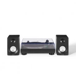 Turntable and Speaker Kit in Black by Crosley -Revo Shop crosley record players turntables kt100bt bk 4f 1000