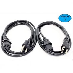 10 Feet Universal AC Power Cord UL Approved NEMA 5-15P to C13 Black/ 2-Pack by Micro Connectors, Inc