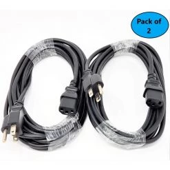 15 Feet Universal AC Power Cord UL Approved NEMA 5-15P to C13 Black/ 2-Pack by Micro Connectors, Inc