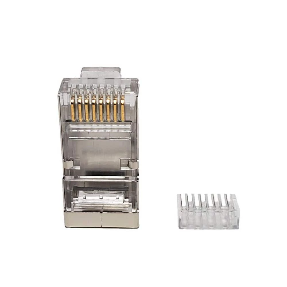 Cat6 Modular Shielded Plug Stranded Wire 50U, with Load Bar (50-Pack) by Micro Connectors, Inc 1 Cat6 Modular Shielded Plug Stranded Wire 50U, with Load Bar (50-Pack) by Micro Connectors, Inc