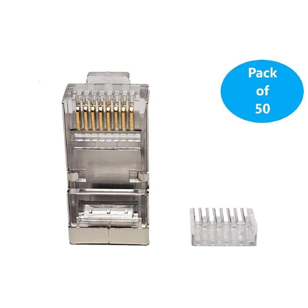 Cat6 Modular Shielded Plug Stranded Wire 50U, with Load Bar (50-Pack) by Micro Connectors, Inc 2 Cat6 Modular Shielded Plug Stranded Wire 50U, with Load Bar (50-Pack) by Micro Connectors, Inc - Image 2