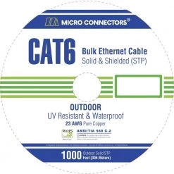 Micro Connectors 1000 ft. Blue Solid Shielded (STP) CAT6 Outdoor UV Resistant Bulk Ethernet Cable by Micro Connectors, Inc -Revo Shop micro connectors inc data cables tr4 560bl out 44 1000
