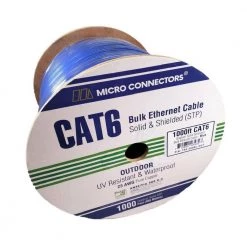Micro Connectors 1000 ft. Blue Solid Shielded (STP) CAT6 Outdoor UV Resistant Bulk Ethernet Cable by Micro Connectors, Inc -Revo Shop micro connectors inc data cables tr4 560bl out 4f 1000