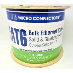 500 ft. 23AWG/8-Conductors Solid STP Outdoor Cat6 Bulk Ethernet Cable (Black) w/20-Piece of Shielded Modular Connectors by Micro Connectors, Inc 7 500 ft. 23AWG/8-Conductors Solid STP Outdoor Cat6 Bulk Ethernet Cable (Black) w/20-Piece of Shielded Modular Connectors by Micro Connectors, Inc -Revo Shop micro connectors inc data cables tr4 560bou kit 4f 1000