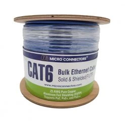 500 ft. Cat6 Solid-Shielded (STP) Bulk Ethernet (23 AWG) Cable (Blue) with 20 Cat6A/7 Connectors by Micro Connectors, Inc -Revo Shop micro connectors inc data cables tr4 560shbl kit fa 1000