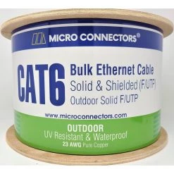 1000 ft. White 23 AWG Solid Shielded CAT6 UV Resistant Bulk Ethernet Cable by Micro Connectors, Inc -Revo Shop micro connectors inc data cables tr4 560w out 4f 1000