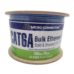 1000 ft. 23AWG 8-Conductors CAT6A Solid and Shielded (F/UTP) CMR Riser Bulk Ethernet Cable (Blue) by Micro Connectors, Inc -Revo Shop micro connectors inc data cables tr4 570sr bl 1f 1000