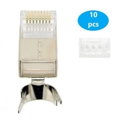 250 ft. Cat7 23AWG Solid & Shielded Bulk Ethernet Cable (S/FTP) CMR Riser-rated/White w/10-Pack Shielded RJ45 Plugs by Micro Connectors, Inc -Revo Shop micro connectors inc data cables tr4 80srwh250 k fa 1000