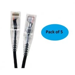 3 ft. 28AWG Ultra Slim CAT6 Patch Cables, Black (5 per Pack) by Micro Connectors, Inc