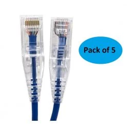 10 ft. 28AWG Ultra Slim CAT6 Patch Cables, Blue (5 per Pack) by Micro Connectors, Inc