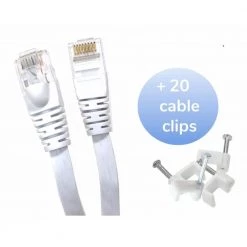 75 ft. RJ45 CAT6 Unshielded Twisted Pair Patch Cable, Flat White by Micro Connectors, Inc