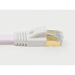 50 ft. Cat 7 Shielded RJ45 Flat Patch 32 AWG Cable with Cable Clips, White by Micro Connectors, Inc -Revo Shop micro connectors inc ethernet cables e11 050fl w 44 1000