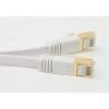 50 ft. Cat 7 Shielded RJ45 Flat Patch 32 AWG Cable with Cable Clips, White by Micro Connectors, Inc