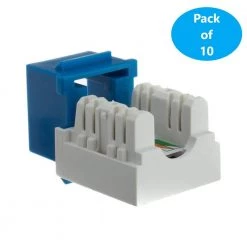 Cat6A Blue Punch Down Keystone Jack (10-Pack) by Micro Connectors, Inc -Revo Shop micro connectors inc network cable testers frt 860bl 10 4f 1000