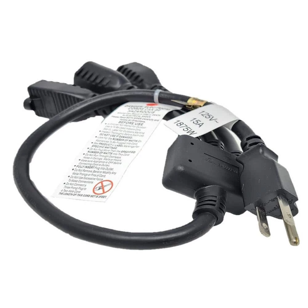 14 in. 1-to-3 Heavy-Duty 14 AWG Power Cord Splitter (NEMA 5-15P to NEMA 5-15R x 3) by Micro Connectors, Inc 3 14 in. 1-to-3 Heavy-Duty 14 AWG Power Cord Splitter (NEMA 5-15P to NEMA 5-15R x 3) by Micro Connectors, Inc - Image 3