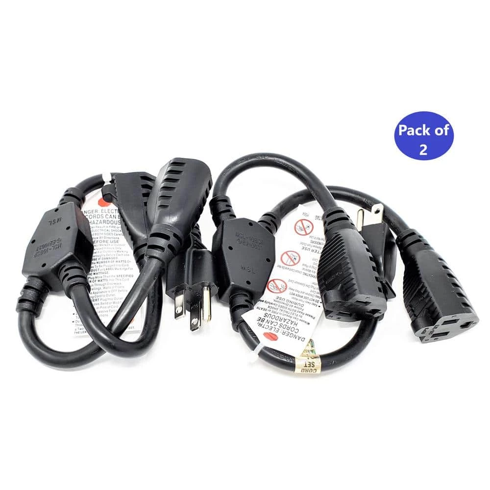 14 in. AC Y Power Cord NEMA, 5-15P to 2-Outlet NEMA 5-15R (X2)/Black (2 per Box) by Micro Connectors, Inc 2 14 in. AC Y Power Cord NEMA, 5-15P to 2-Outlet NEMA 5-15R (X2)/Black (2 per Box) by Micro Connectors, Inc - Image 2