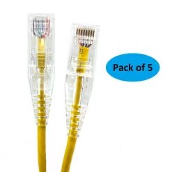 10 ft. 28AWG Ultra Slim CAT 6 Patch Cables, Yellow (5 per Box) by Micro Connectors, Inc -Revo Shop micro connectors inc telephone cords e08 010y sl5 66 1000