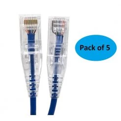 14 ft. 28AWG Ultra Slim CAT 6 Patch Cables, Blue (5 per Box) by Micro Connectors, Inc -Revo Shop micro connectors inc telephone cords e08 014bl sl5 66 1000