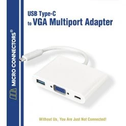 USB-C to VGA/USB A 3.0/USB-C Multiport Adapter by Micro Connectors, Inc -Revo Shop micro connectors inc usb cables usb31 ucvgau3 1f 1000