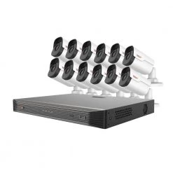 Ultra HD Audio Capable 16-Channel 5MP 4TB NVR Surveillance System with 12 Indoor/Outdoor Cameras by Revo