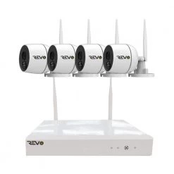 Wireless 4-Channel Smart 1TB NVR Surveillance System with 4 Full-HD 1080p Wireless Audio Capable Bullet Cameras by Revo -Revo Shop white revo wireless security camera systems rw41hdbndl 2 4f 1000