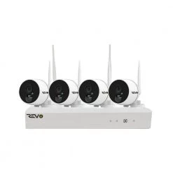 Wireless 4-Channel Smart 1TB NVR Surveillance System with 4 Full-HD 1080p Wireless Audio Capable Bullet Cameras by Revo