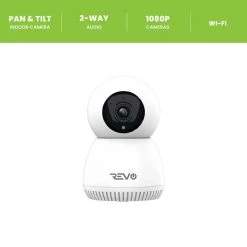 Wireless 1080p Indoor Pan and Tilt Standard Security Camera with 2-Way Audio and 32GB Micro SD Card by Revo -Revo Shop white revo wireless security cameras rwcipt 1 1f 1000