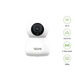 Wireless 1080p Indoor Pan and Tilt Standard Security Camera with 2-Way Audio and 32GB Micro SD Card by Revo